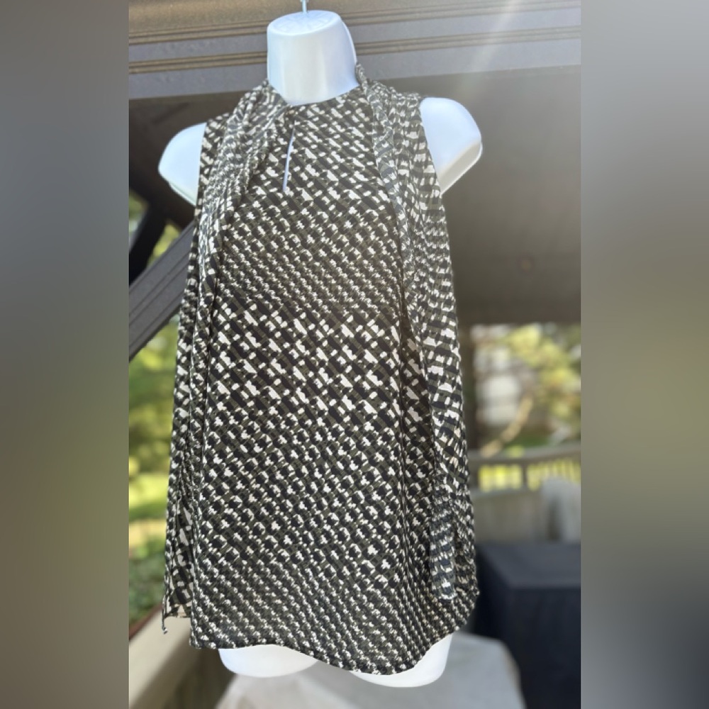 NWOT Who What Wear Monochrome Geometric Dark Green/Black/White Tunic, Size: S